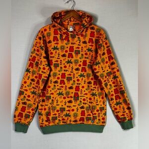Mokuyobi Graphic Hoodie Medium Orange Basketball Palm Print Made USA
